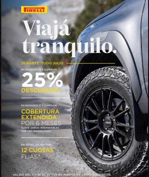 Promo Julio Pirelli: viajá tranquilo con beneficios en neumáticos