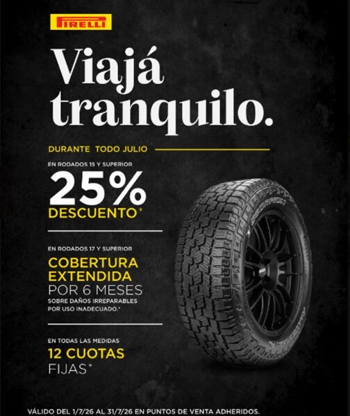 Promo Julio Pirelli: viajá tranquilo con beneficios en neumáticos