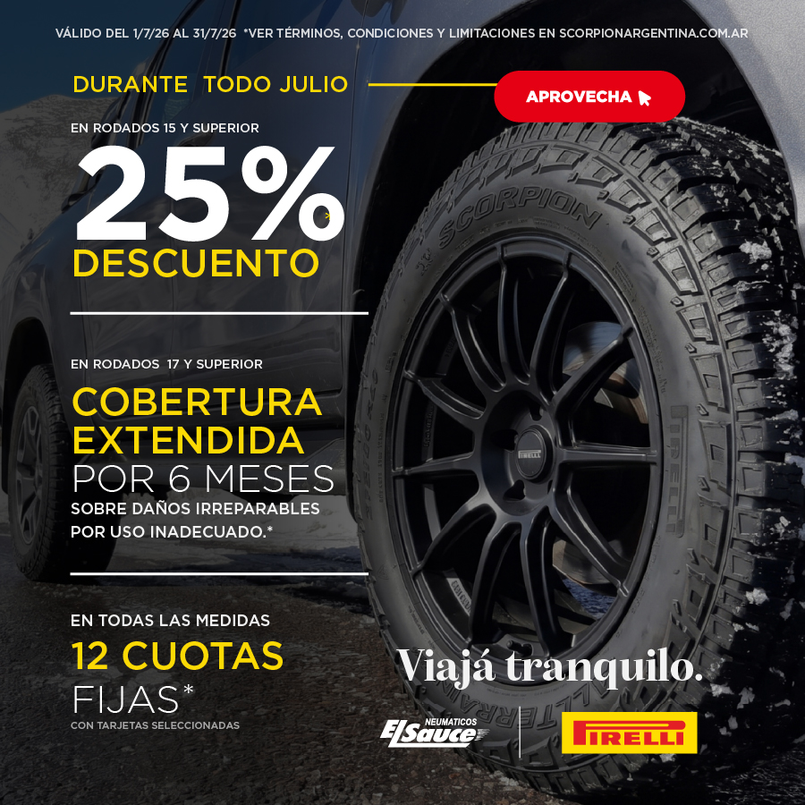 Promo Julio Pirelli: viajá tranquilo con beneficios en neumáticos